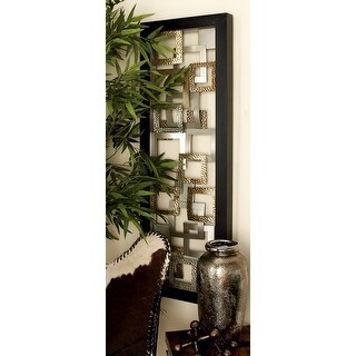 Gold Metal Square Ribbon Geometric Wall Decor with Black Frame