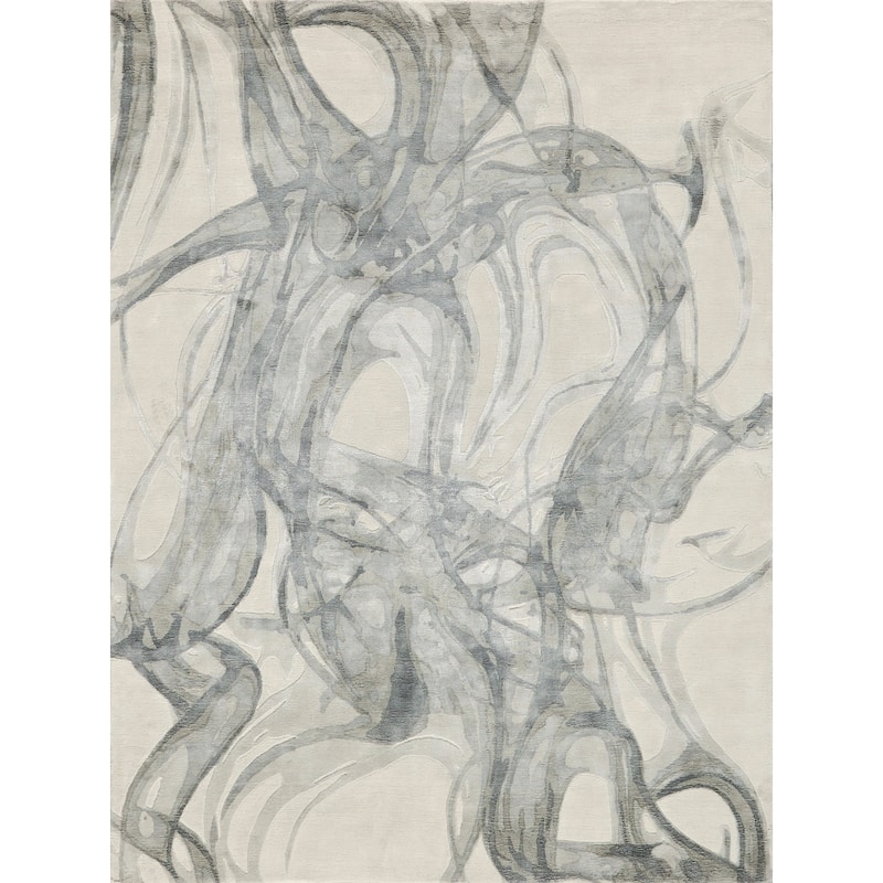EXQUISITE RUGS Gianni Hand-loomed Wool/Bamboo Silk Grey/Silver/Rust Area Rug.