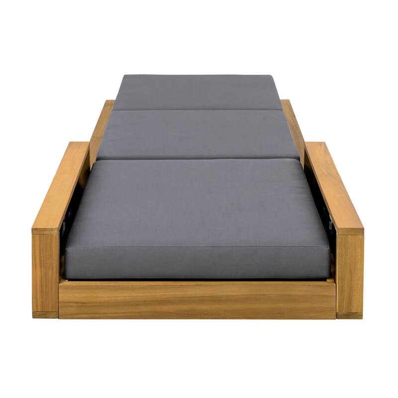 Christopher Knight Home - Modern Outdoor Acacia Wood Tri-Fold Chaise Lounge with Rope Accents & Water-Resistant Foam Headrest