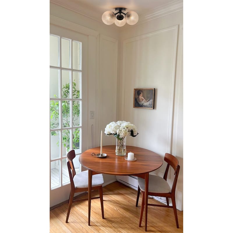 Modern 3-Light Semi Flush Mount With Opal Glass Shade