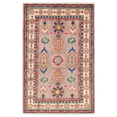 ECARPETGALLERY Hand-knotted Uzbek Ghazni Taupe Wool Rug - 3'4 x 5'0