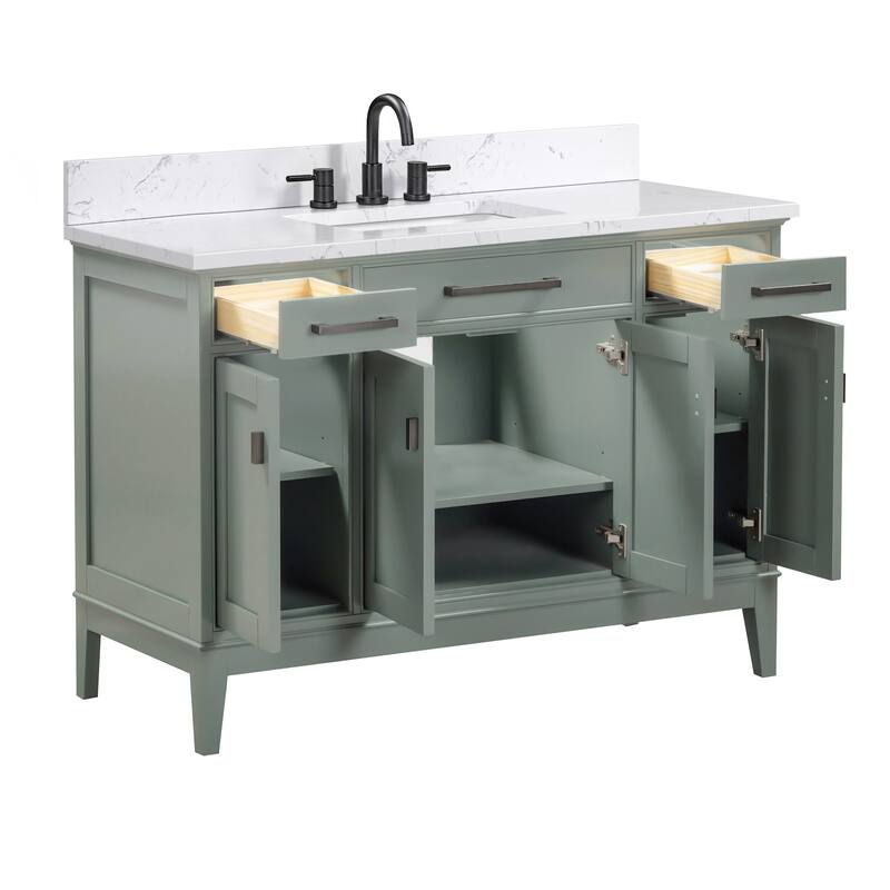 Madison 48 in. Single Sink Bathroom Vanity with Engineered Stone Top - 49" x 22"D x 35"H