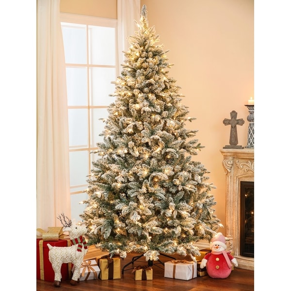 7ft flocked christmas tree pre lit discount