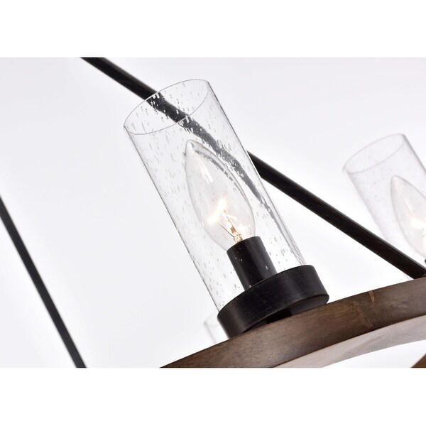 Daniela natural wood and antique black metal bubble glass chandelier discount