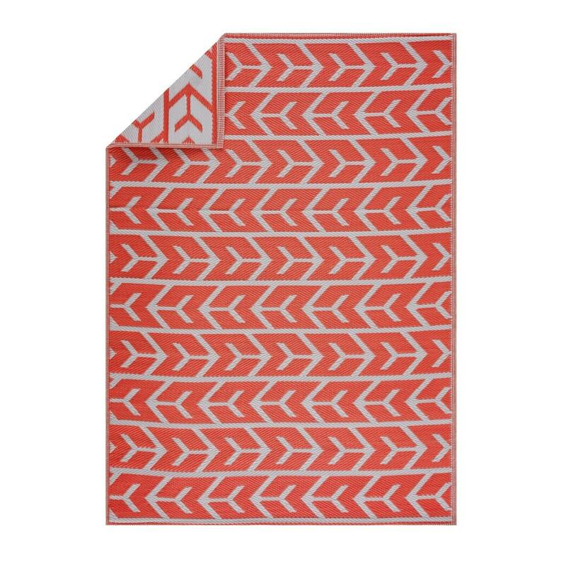 Amsterdam Design 100% Eco-friendly Lightweight Plastic Outdoor Mat/Rug - 6'x9' - Orange&White
