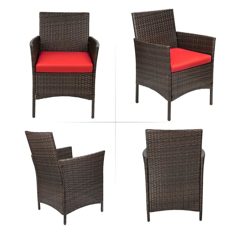 Homall 3 Pieces Patio Porch Furniture Sets PE Rattan Wicker Chairs with Table Outdoor Garden Furniture Sets