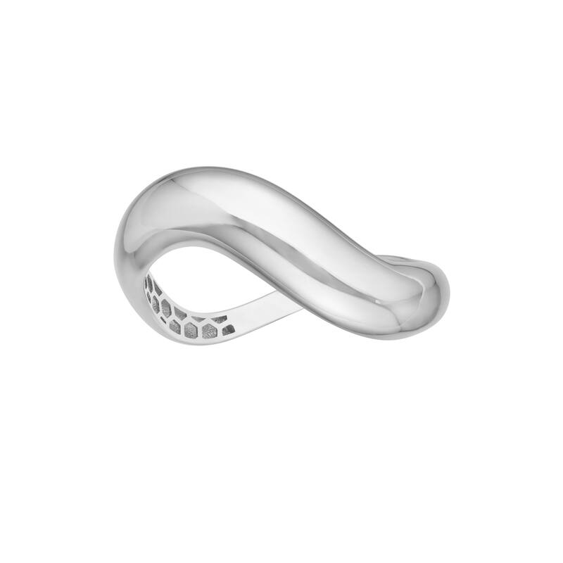 Curata 14K Yellow or White Gold Puffed Polished Swirl Band Ring - 7 - White