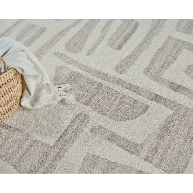Exquisite Rugs Carmel Handmade Hand-tufted New Zealand Wool on Canvas Ivory/Beige Area Rug