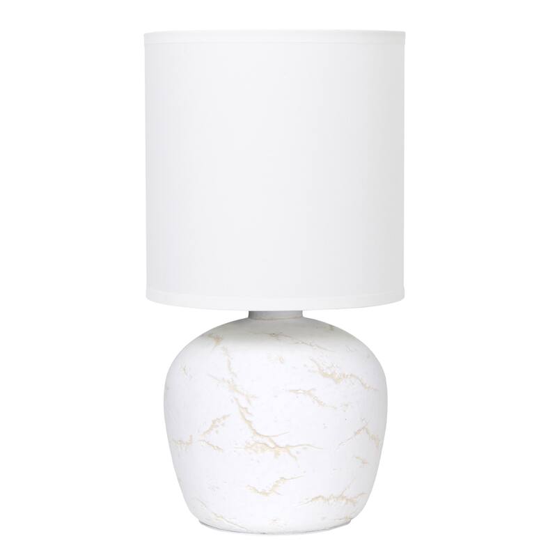 Rounded Marble Style Table Lamp with Drum Shade - 12.5" - White
