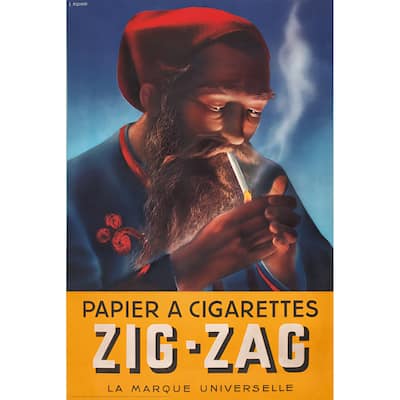 Zig Zag - Papier A Cigarettes Vintage Advertisement Art Poster - 24 x 36 Inch