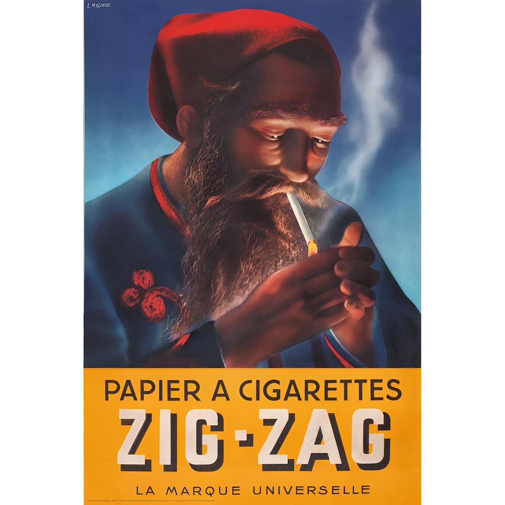 Zig Zag - Papier A Cigarettes Vintage Advertisement Art Poster - 24 x 36 Inch