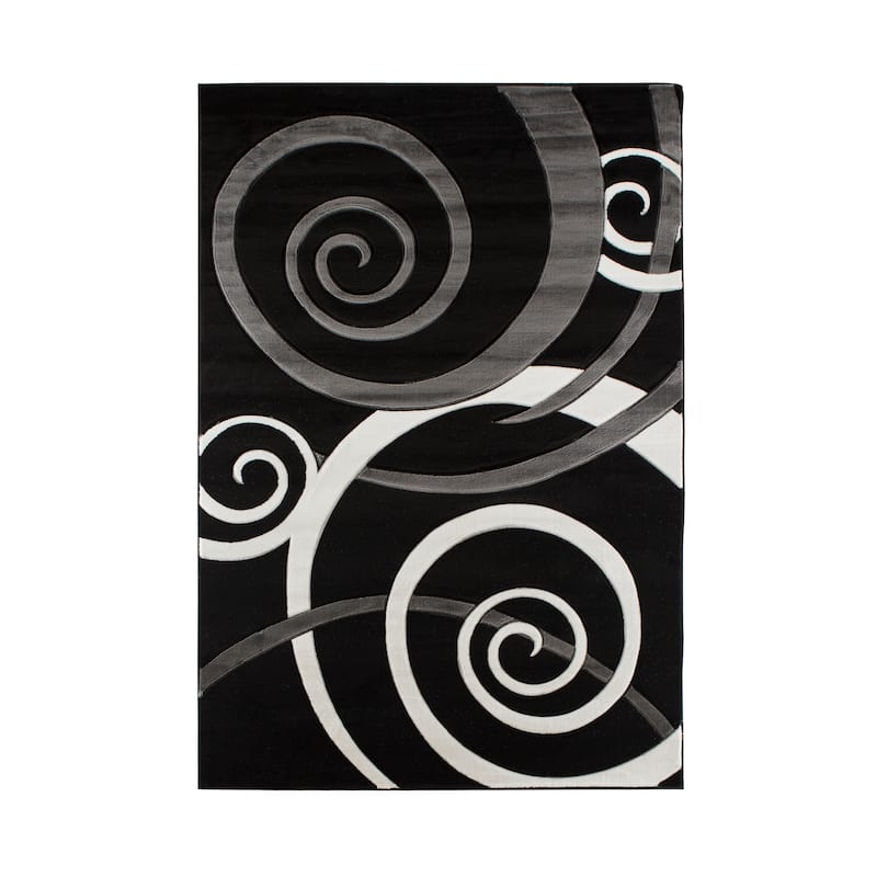 Orelsi Collection Swirl Area Rug - 8'1" x 10'5" - Black/Grey