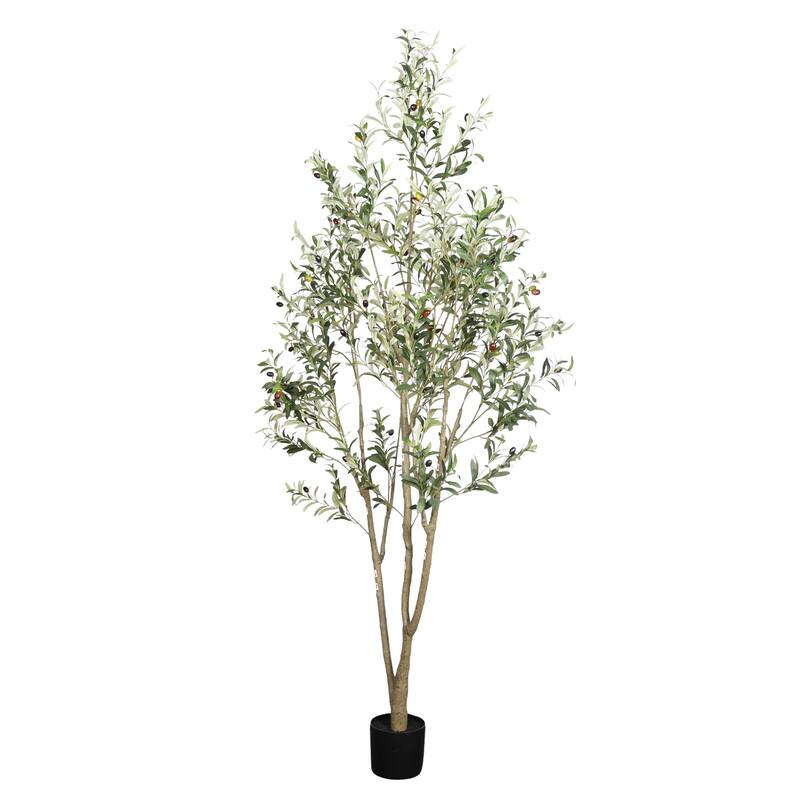 7" Artificial Olive Tree in Black Plastic Pot, 1pc/set