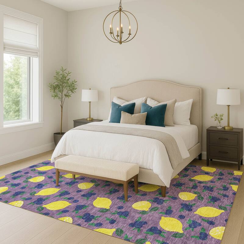 Machine Washable Indoor/ Outdoor Citrus Berry Chantille Rug