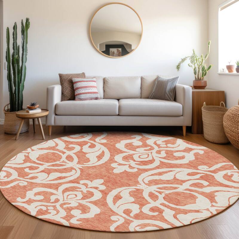 Premium Washable Super Soft Traditional Prince Mayfield Rug - Coral - 8' x 8'
