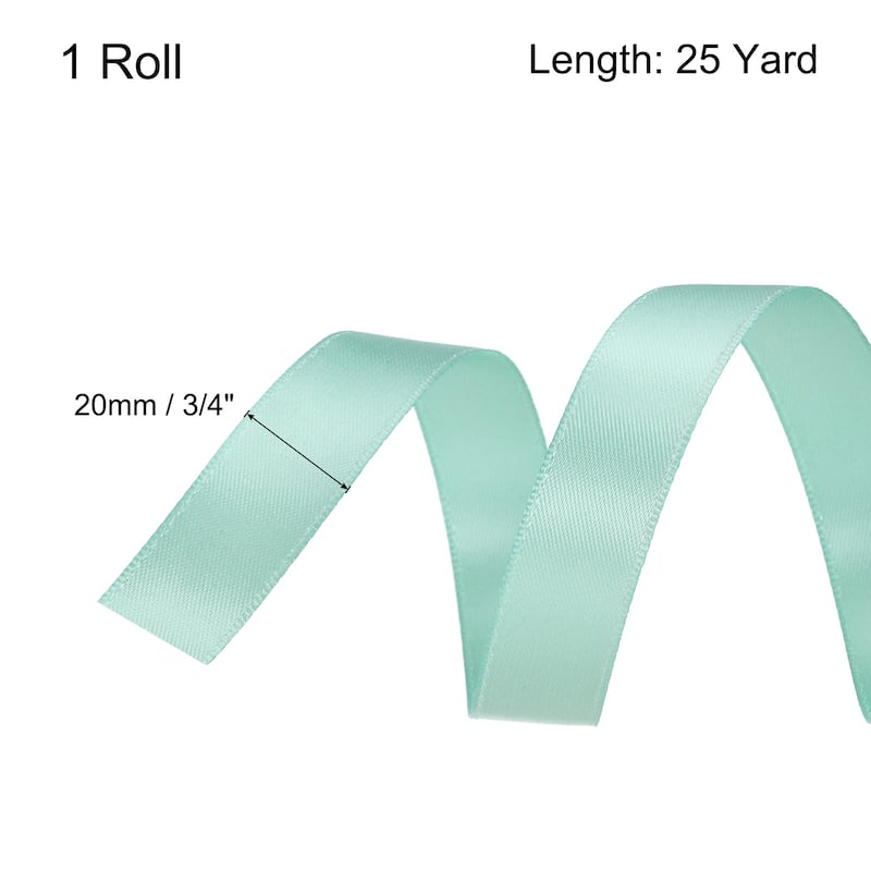 Satin Ribbon Grosgrain Thin Solid Silk Wedding Bouquet Ribbon Decor - Turquoise - 3/4" x 25 Yard