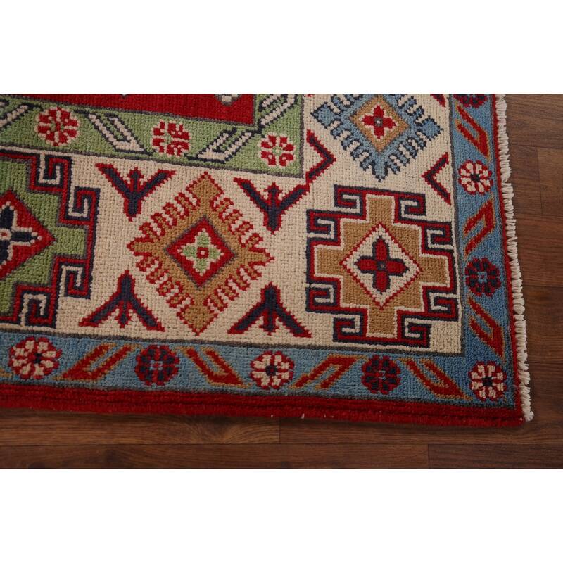 Traditional Red Kazak Area Rug Hand-Knotted Wool Carpet - 5'0" x 6'9"