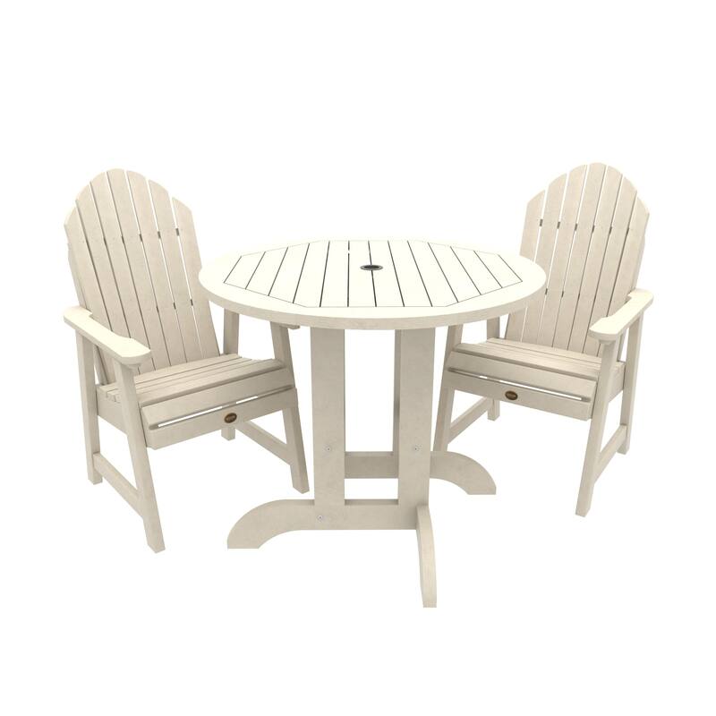 Highwood Commercial 3-Piece Muskoka Adirondack 36" Bistro Dining Set - Whitewash