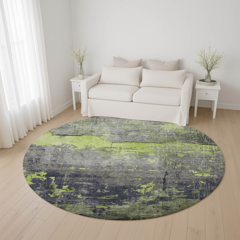 Premium Washable Super Soft Abstract Chic Mayfield Rug - Lime - 8' x 8'