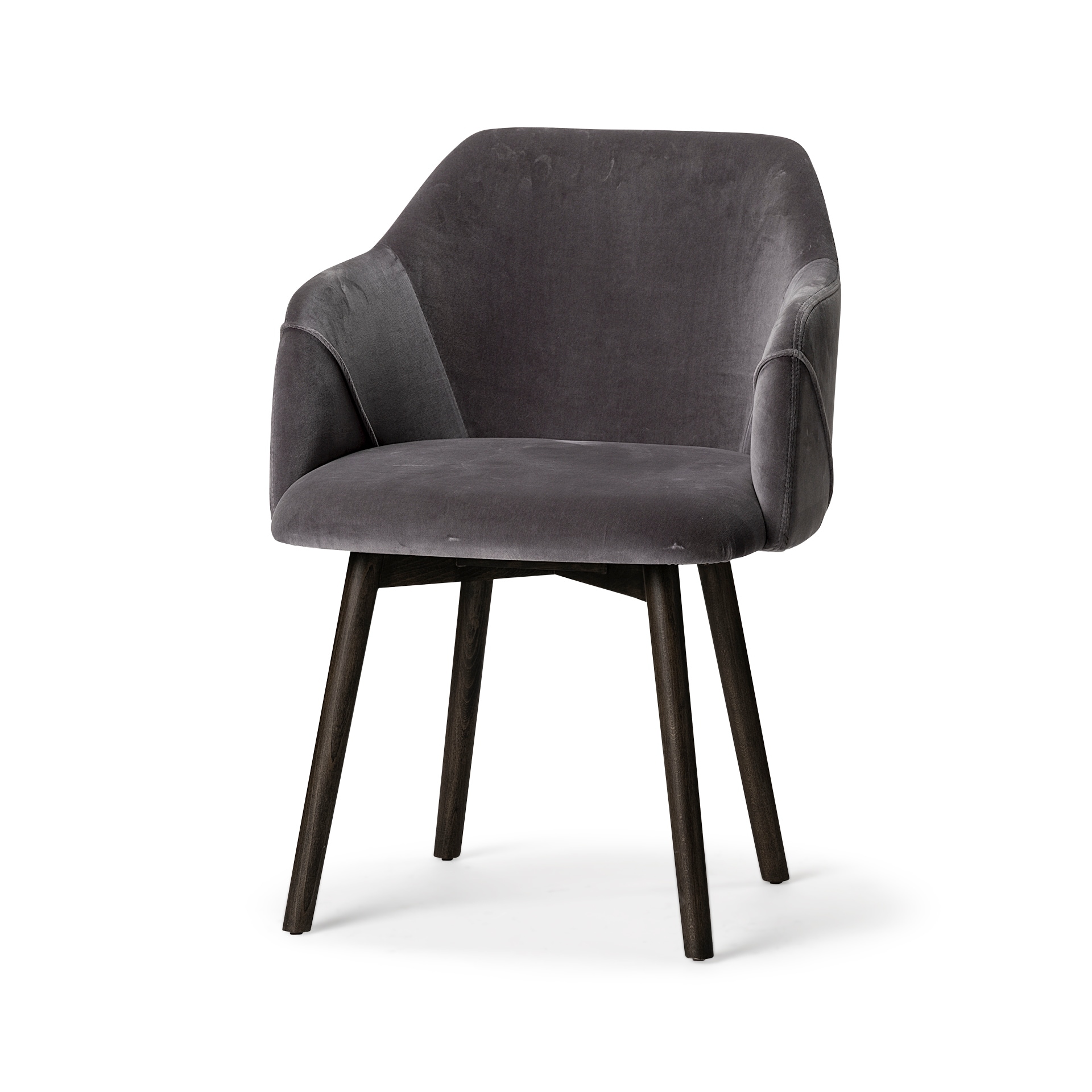 Grey Velvet Wrap With Black Wooden Base Dining Chair Grey Velvet Wrap With Black Wooden Base Dining Chair