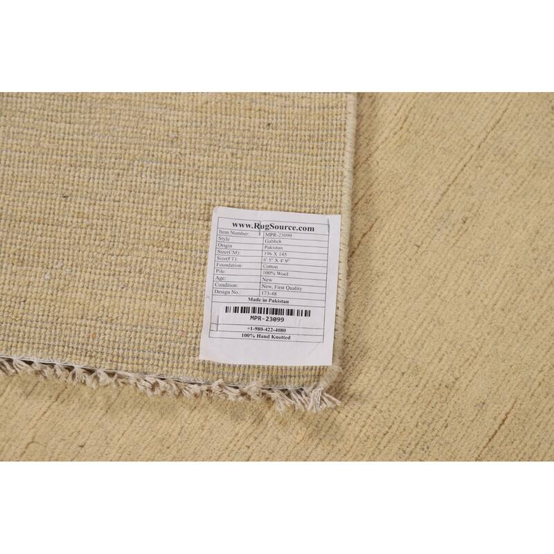 Modern Gabbeh Oriental Rug Beige Handmade Wool Carpet - 4'9"x 6'5"