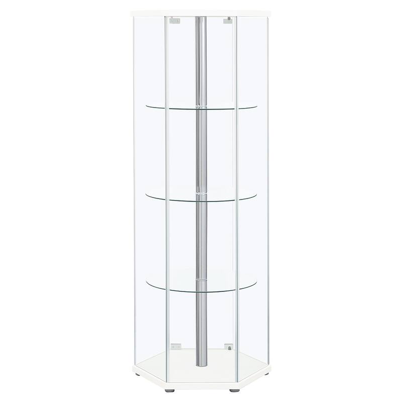 Zahavah 4-shelf Hexagonal Clear Glass Curio Cabinet
