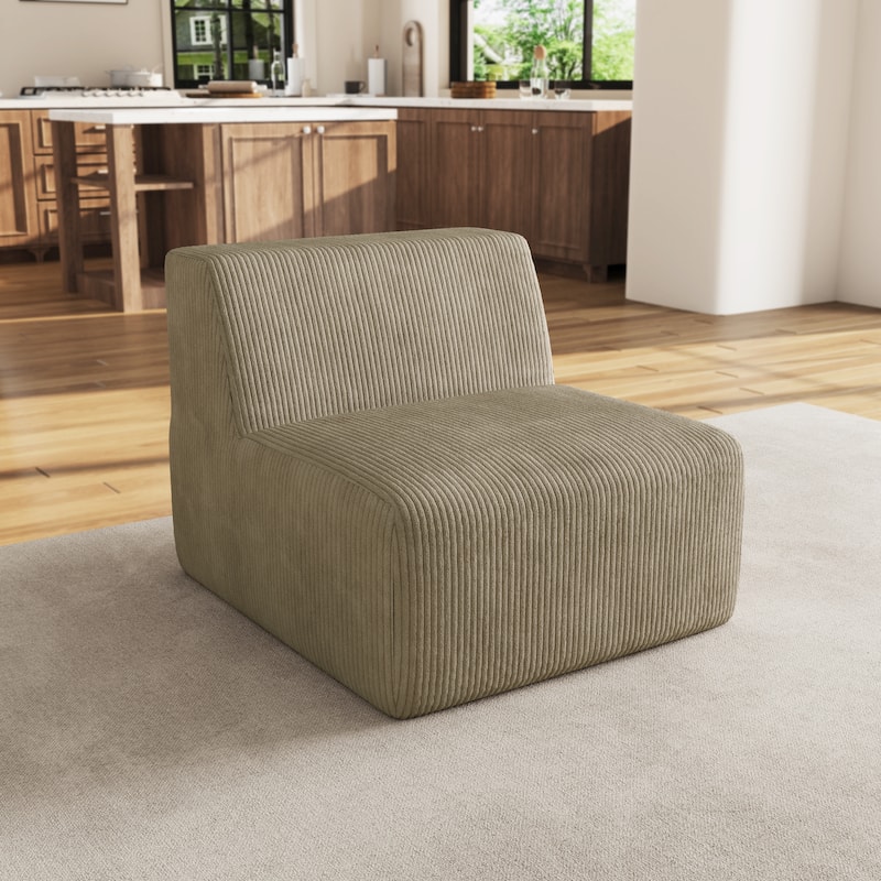 Modern 34" W Upholstered Fully Sponge Molded Armless Accent Chair - Khaki