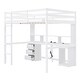 preview thumbnail 10 of 12, Contemporary Full Size Loft Bed with Multi-storage Desk, LED light and Bedside Tray, Charging Station, Sturdy Wood Frame, White