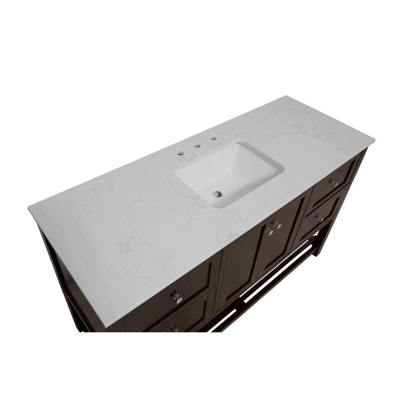 KitchenBathCollection Lakeshore 60" Single Bathroom Vanity with Engineered Carrara Top