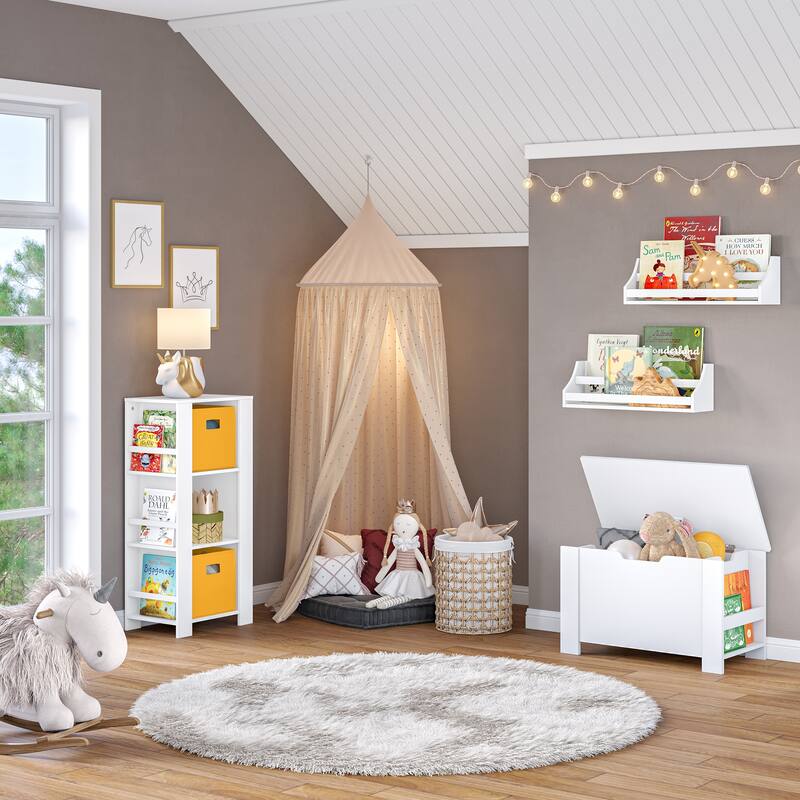 RiverRidge Kids Book Nook Toddler Bookshelf Set for Living Room and Playroom Storage - 2pc- White