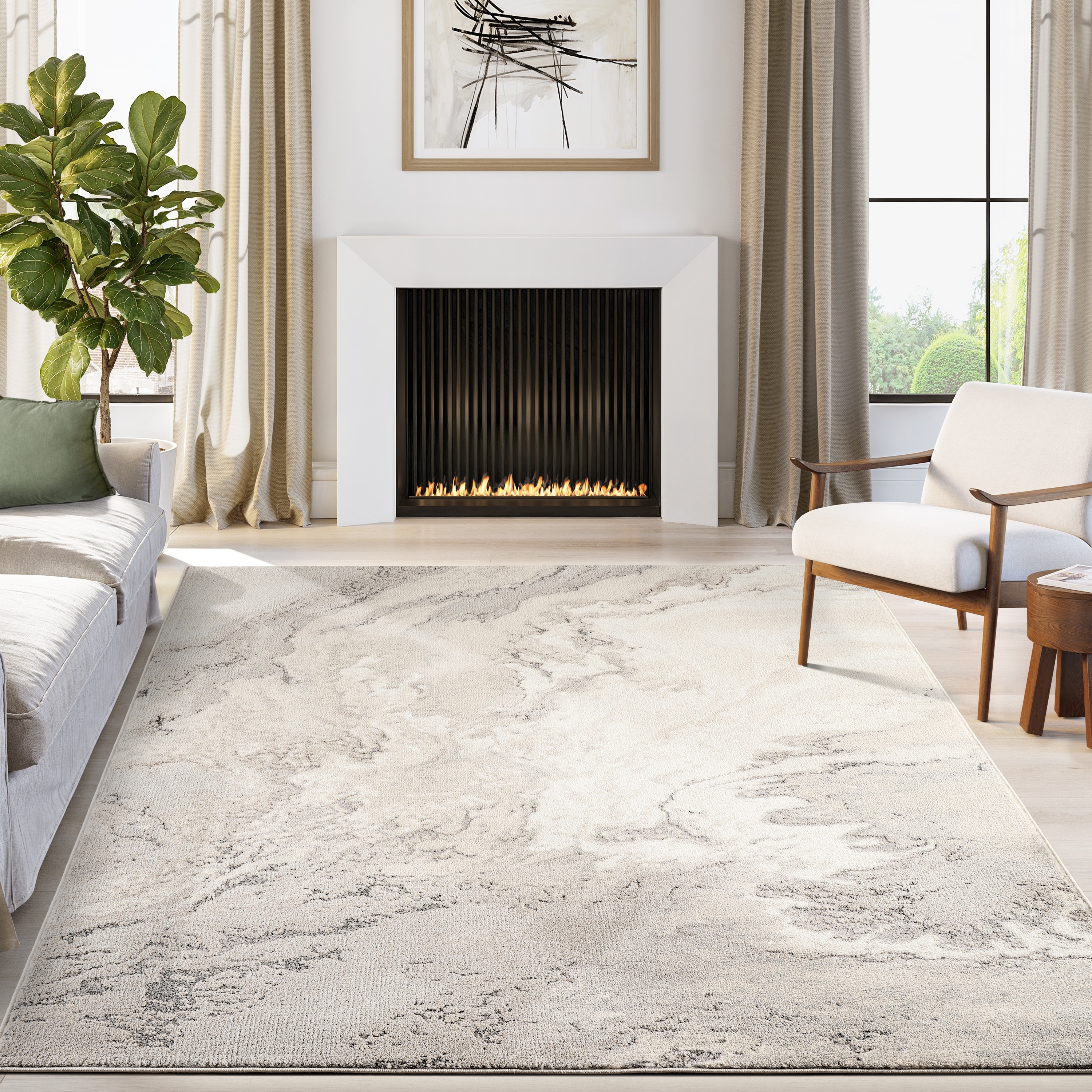 Abani Beau BEA120A Marble Taupe Grey Abstract Area Rug