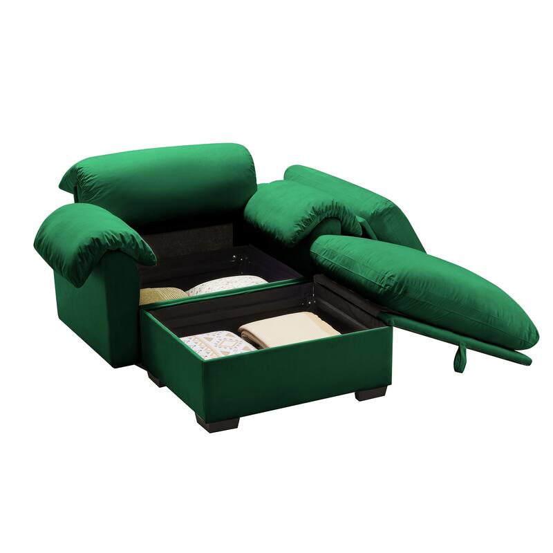 Upholstered Deep Seat Sofa with Fluffy Armrest Pillows