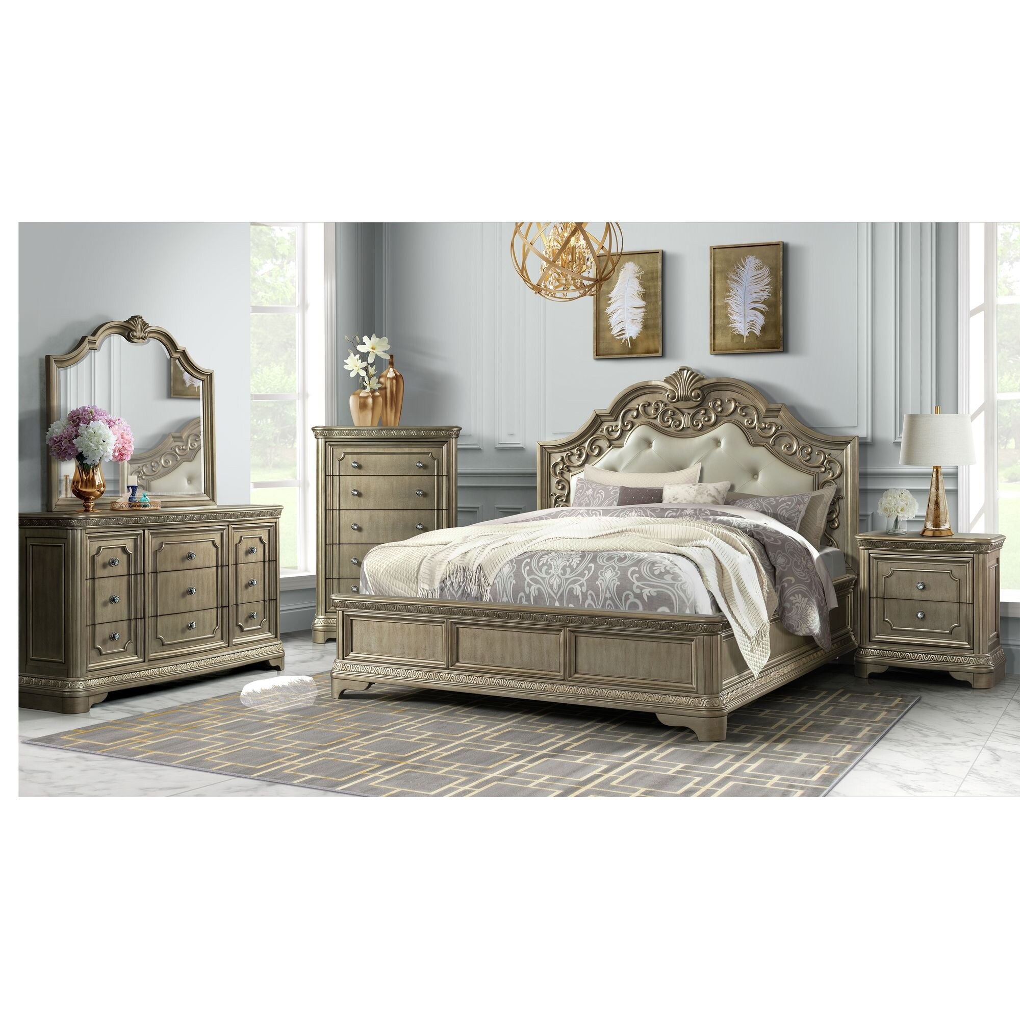 Picket House Furnishings Berlin 2 Drawer Nightstand With Usb In Bronze Bedroom Sets Kids Furniture