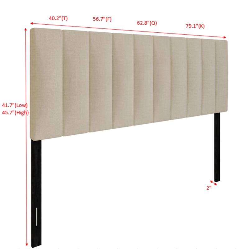 Clayfell Dennis Twin Upholstered Headboard with Vertical Channel Design, Adjustable Height, Gray