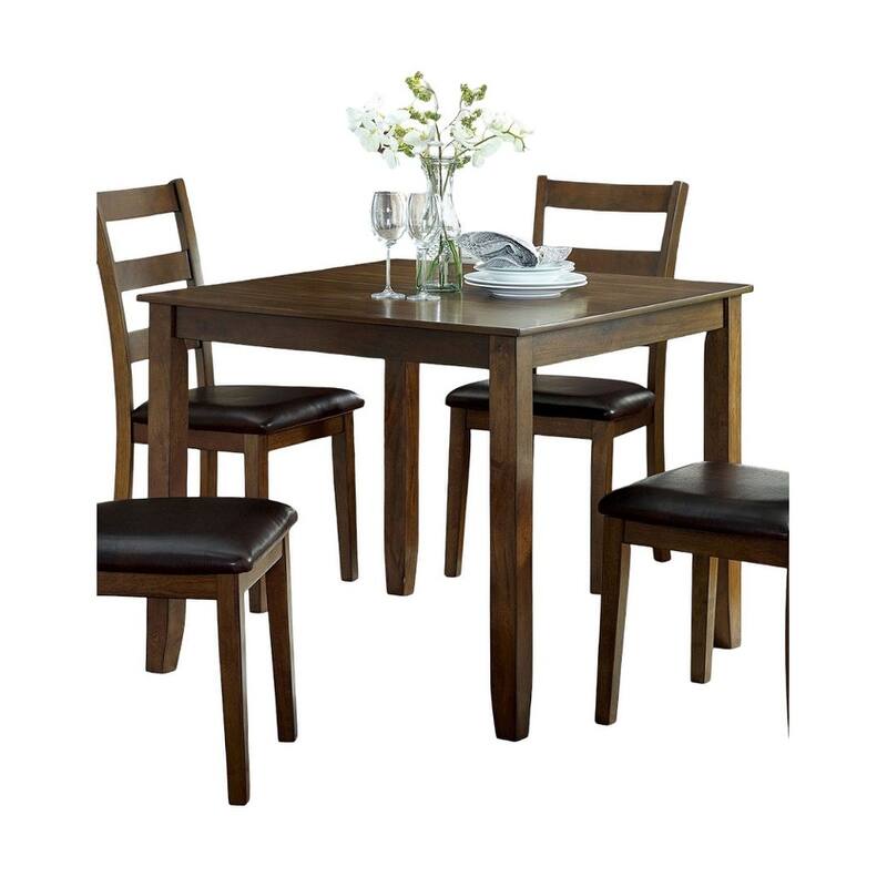 Transitional Style 5pc Dining Table Set 1x Dining Table,4x Chairs Padded seat Wooden Top Table Walnut And Dark Brown Finish