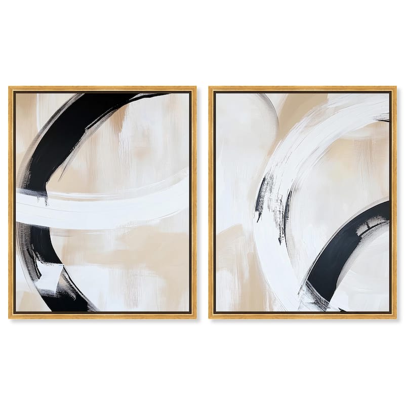 Neutral Interplay II Canvas Set of 2 by Art Remedy - 20" x 24" - Gold
