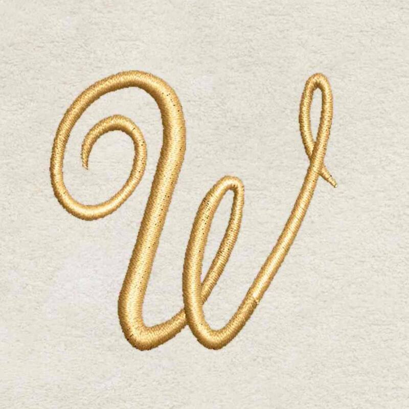 Avanti Linens Ivory/Gold Script Monogram Fingertip Towel Letter W - Fingertip Towel