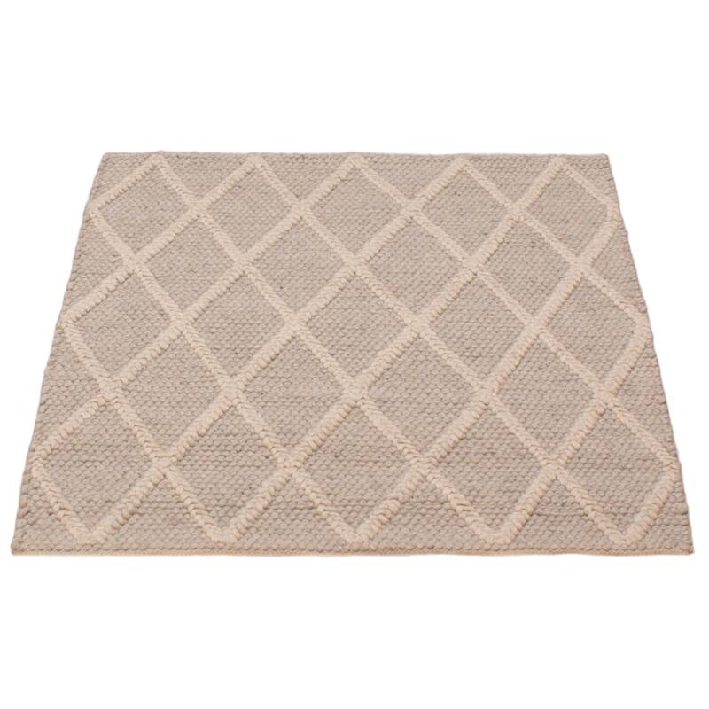 ECARPETGALLERY Braid weave Sienna Grey Wool Rug - 4'1 x 3'10