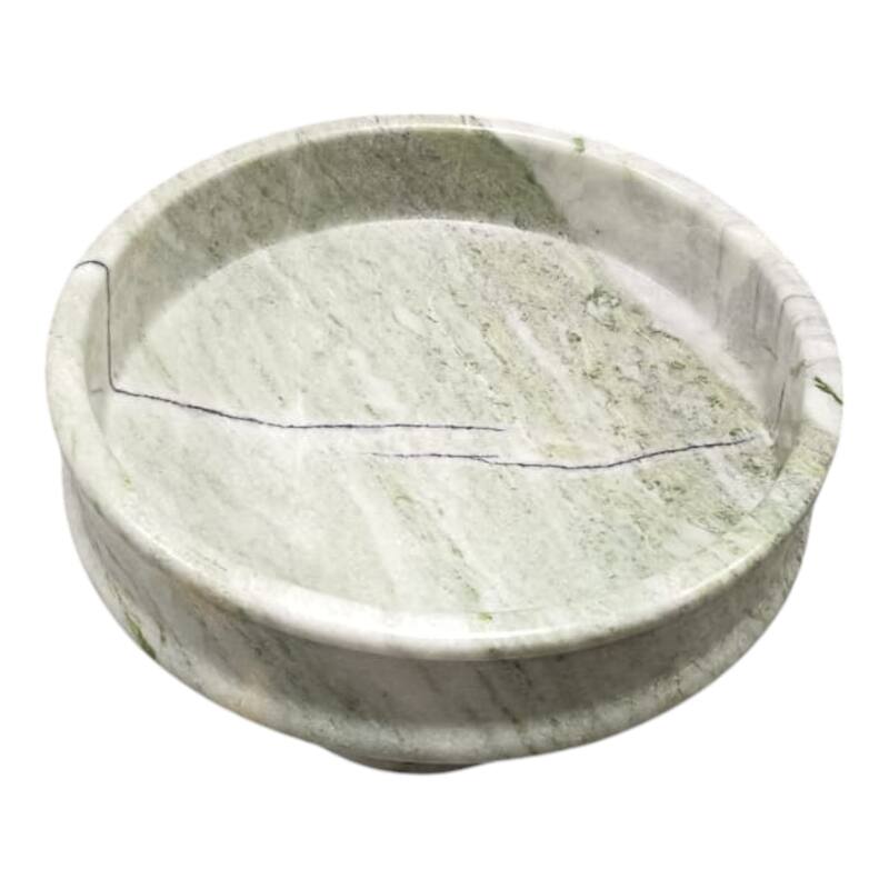 Marble Decorative Bowl Fauna-Inspired Natural Finish - 8" Green - 11.75" x 11.75" x 8"