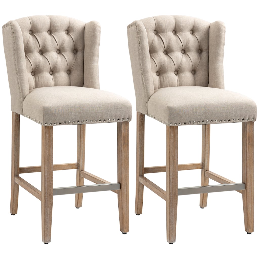 Counter Height Bar Stools Set Of 2 With Wood Legs