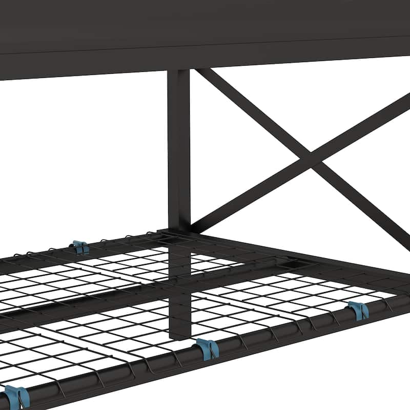 Outsunny Raised Garden Bed with Galvanized Steel Frame, Storage Shelf and Bed Liner, Elevated Planter Box