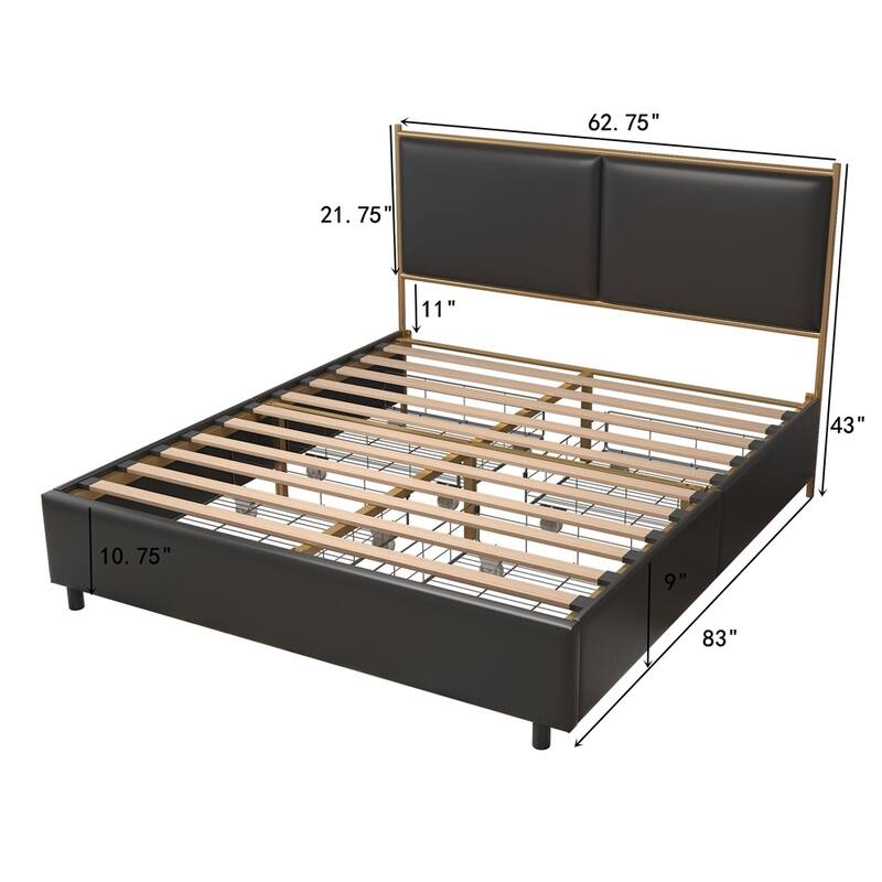 Classic Metal Platform bed with Four drawers