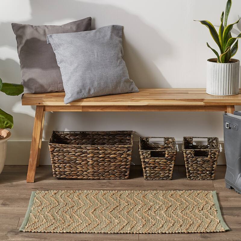 DII Black With Natural Jute Chevron Hand-Loomed Rug - 2' x 3' Oval