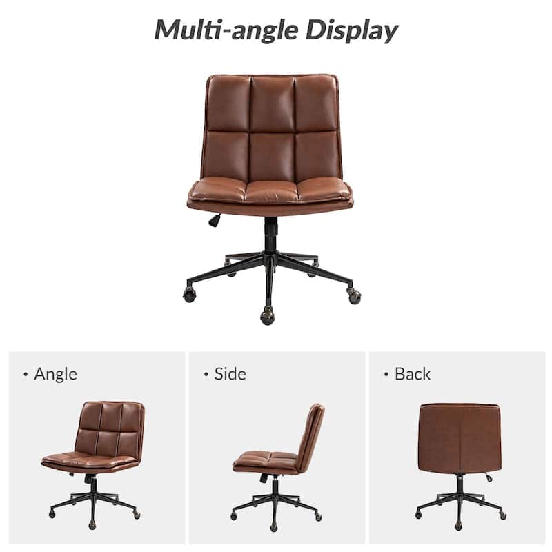 Judy Mid-century Modern Oversize Faux Leather Swivel Tilting Task Office Chair By HULALAHOME