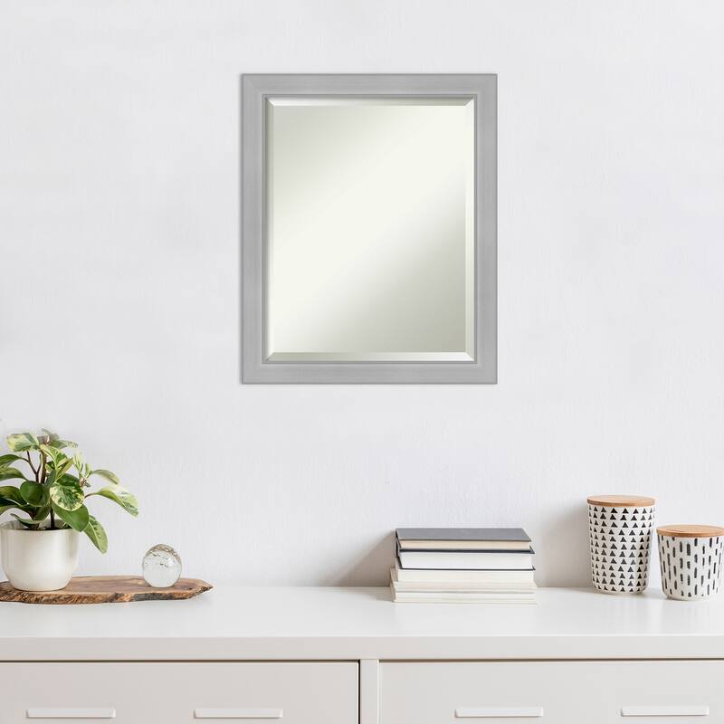 Beveled Wall Mirror - Vista Brushed Nickel Narrow Frame - Vista Brushed Nickel Narrow