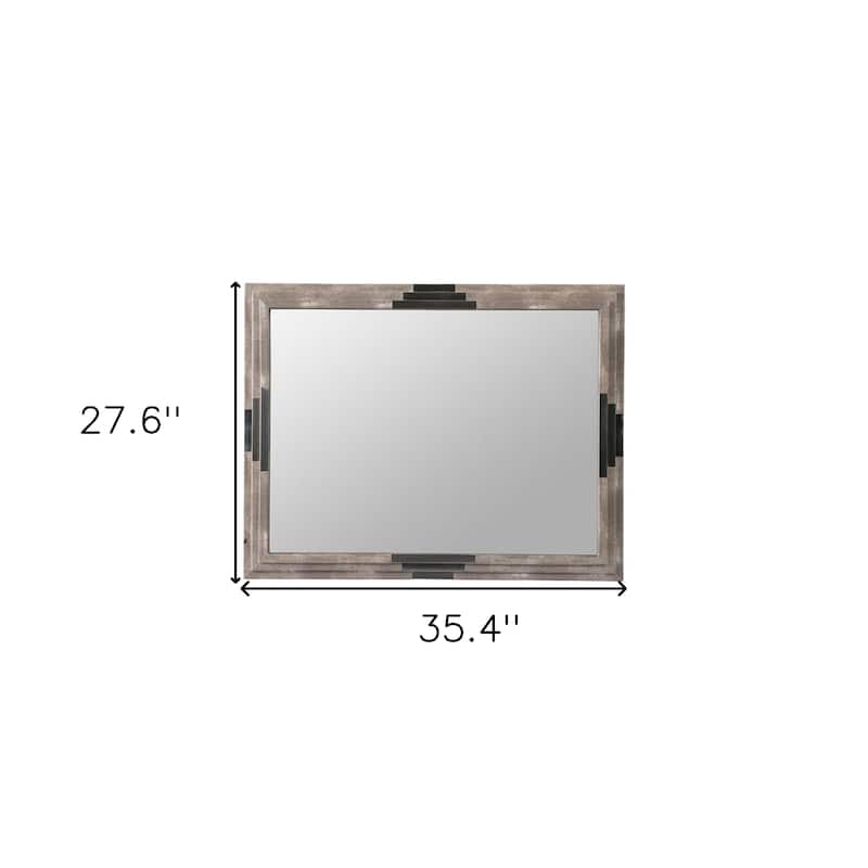 HomeRoots 28" Gray Framed Accent Mirror - 35.4' X '27.6' X '1.6