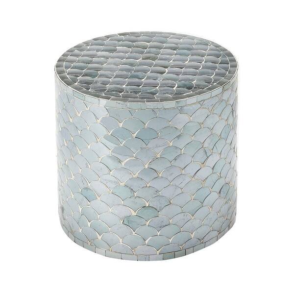 Shop Modern Round Mirrored Accent Table Blue Free Shipping