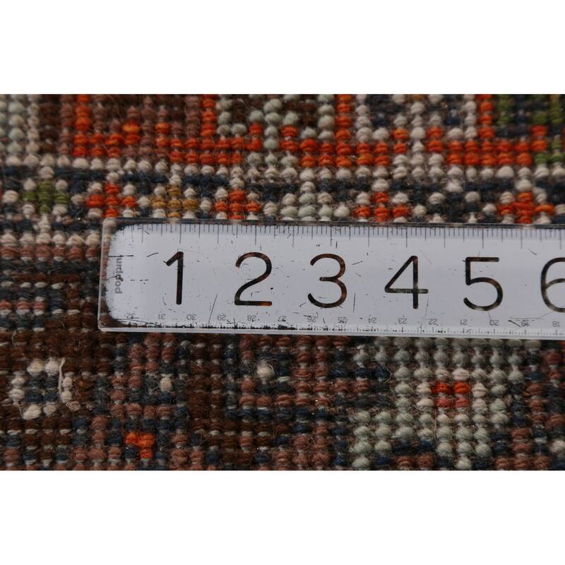 Hand Knotted Oriental 100% Wool Carpet Traditional Geometric Green Heriz (serapi) Runner Rug - 8' 2'' X 2' 6''