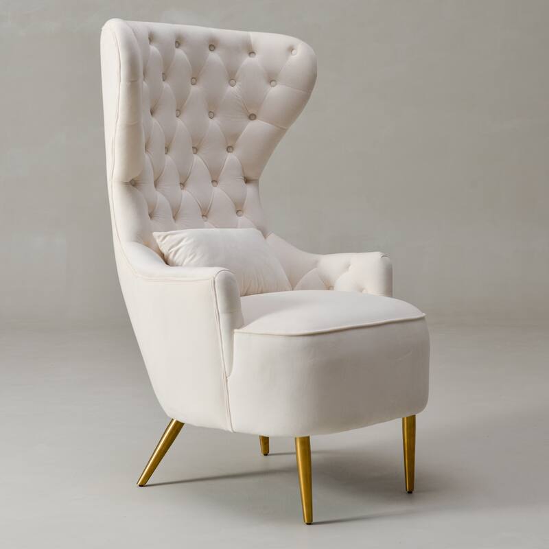 KINWELL Upholstered Tufted Velvet High Wingback Accent Chair