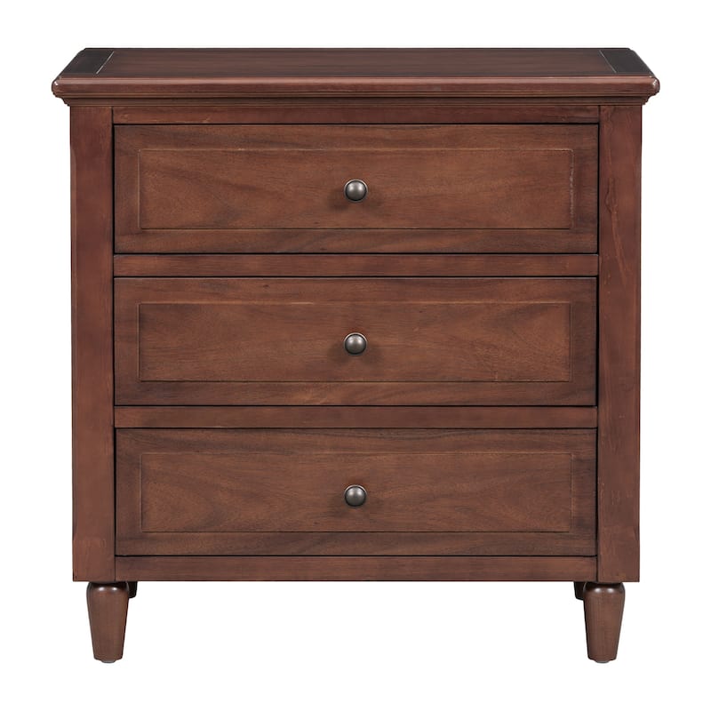 Three-Drawer Nightstand Storage Wood Cabinet